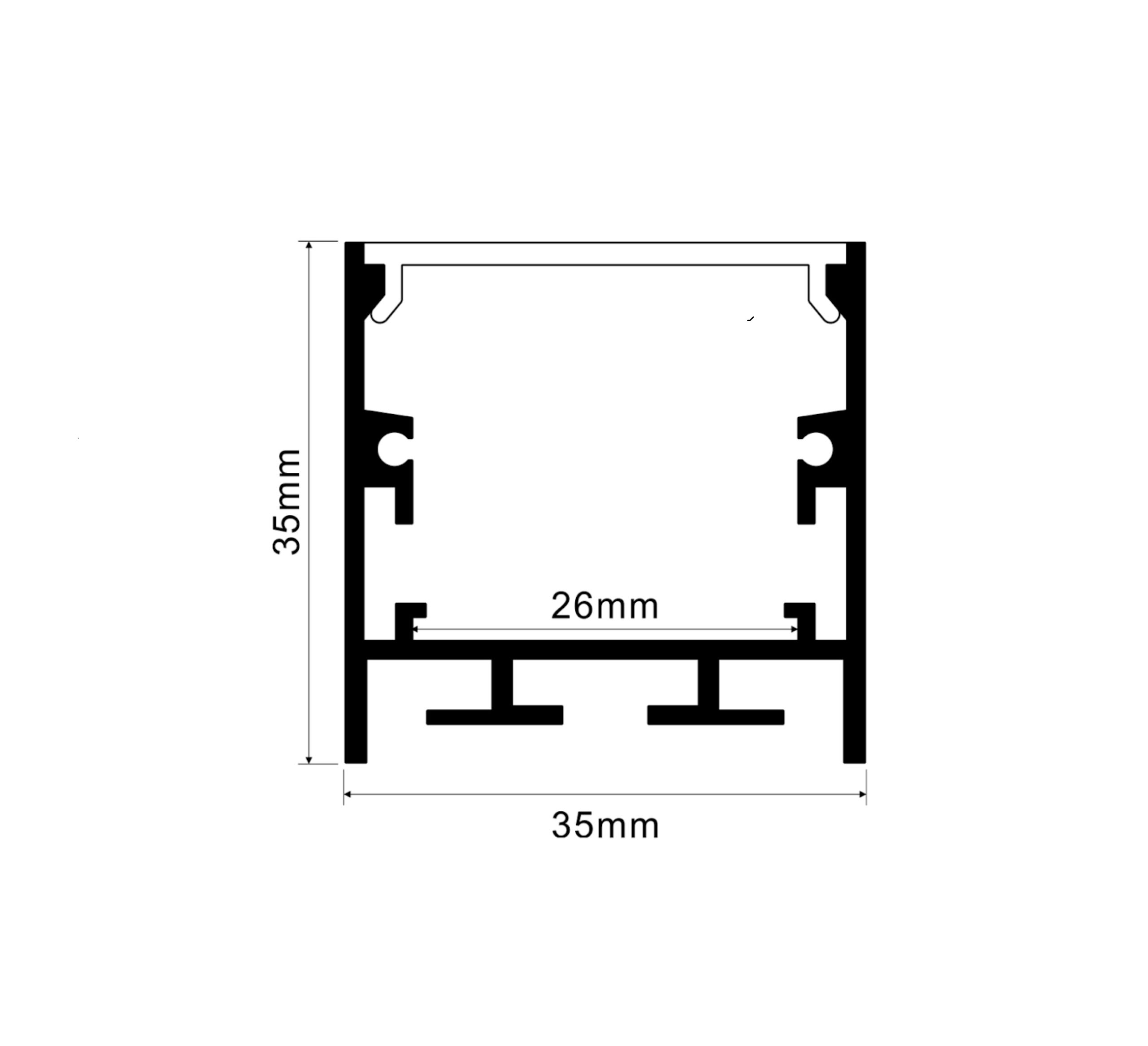 Square Wall Mounted LED Linear Light, 35mm x 35mm - Image 3