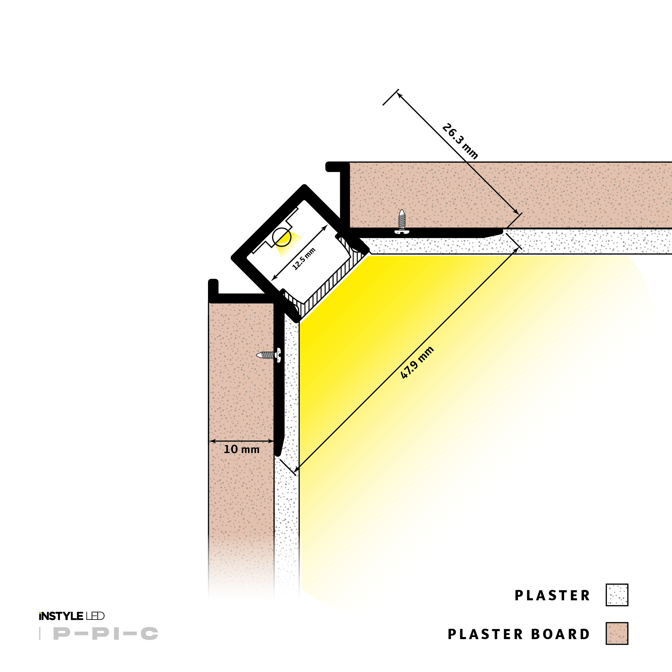 Plaster-In Corner Internal LED Profile - Image 3