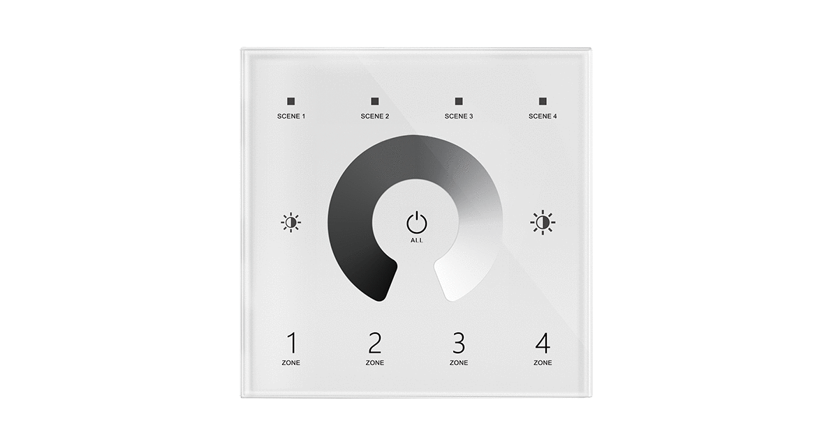 4 Zone | Wireless | DMX | Single Colour | Wall Plate Controller (White)