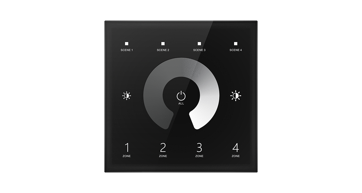 4 Zone | Wireless | DMX | Single Colour | Wall Plate Controller (Black)