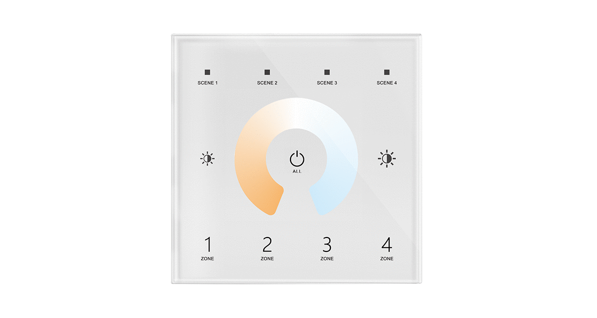 4 Zone | Wireless | DMX | CCT | Wall Plate Controller (White)