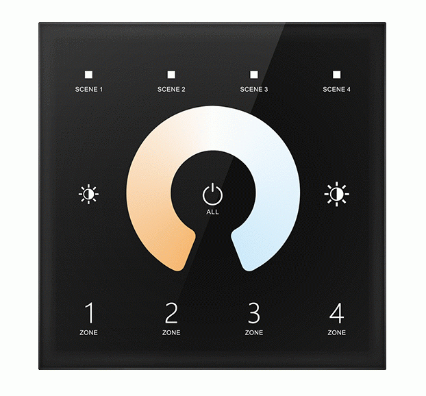 4 Zone | Wireless | DMX | CCT | Wall Plate Controller (Black)