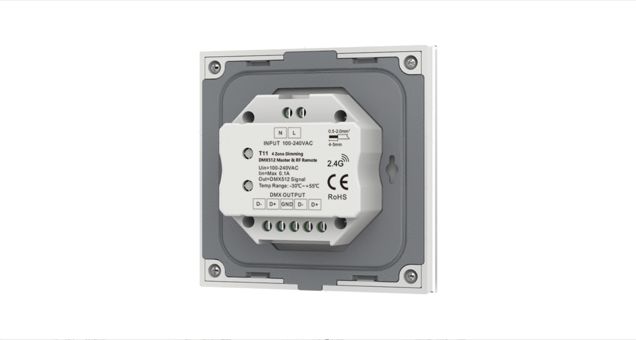 4 Zone | Wireless | DMX | Single Colour | Wall Plate Controller (White) - Image 3