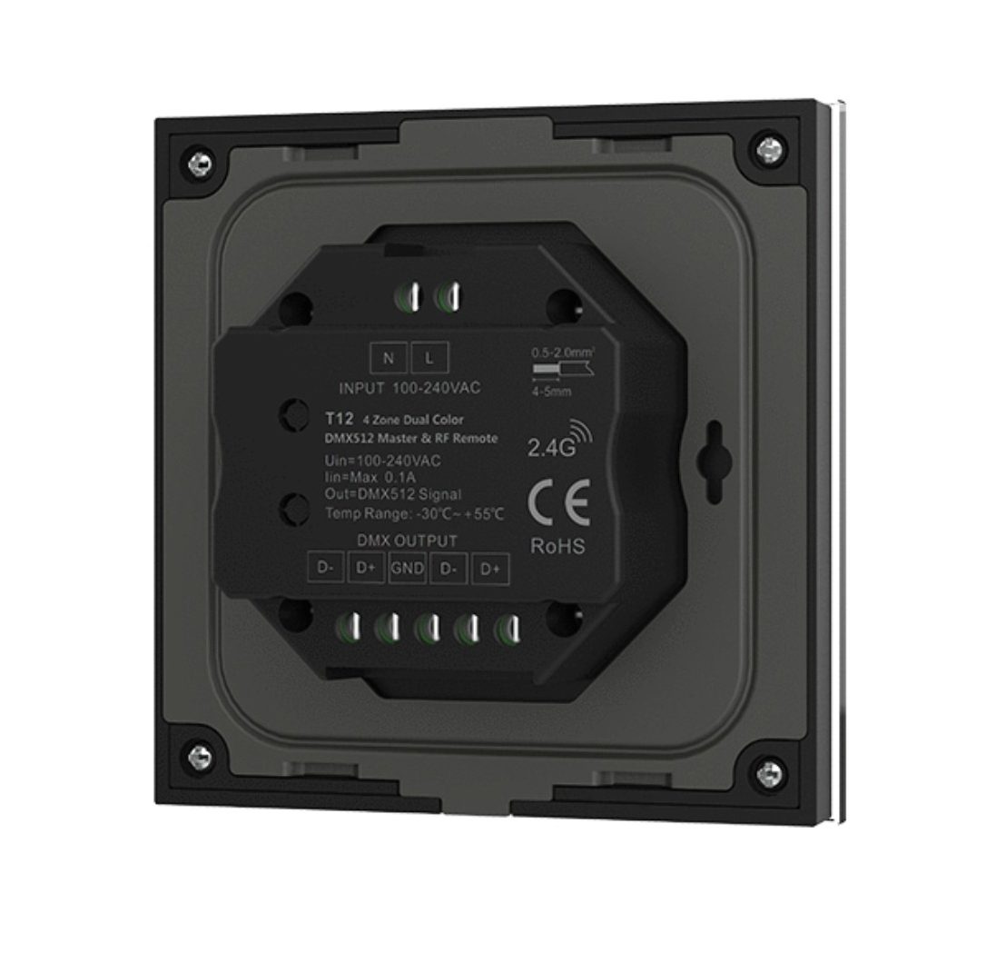 4 Zone | Wireless | DMX | CCT | Wall Plate Controller (White) - Image 2