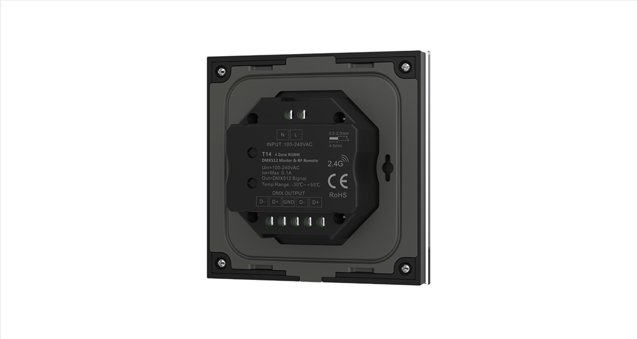 4 Zone | Wireless | DMX | RGB/W | Wall Plate Controller (Black) - Image 3