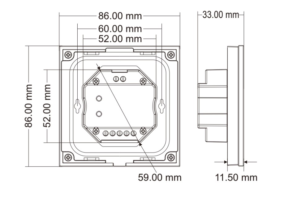 4 Zone | Wireless | DMX | Single Colour | Wall Plate Controller (White) - Image 2