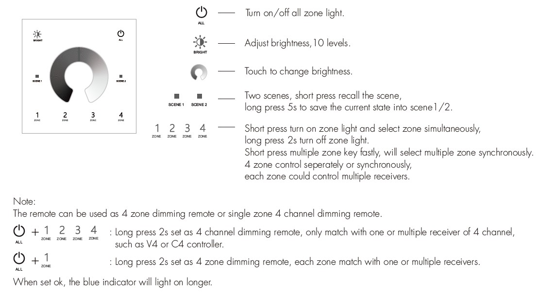 4 Zone | Wireless | Single Colour | Wall Plate (Battery) - Image 3