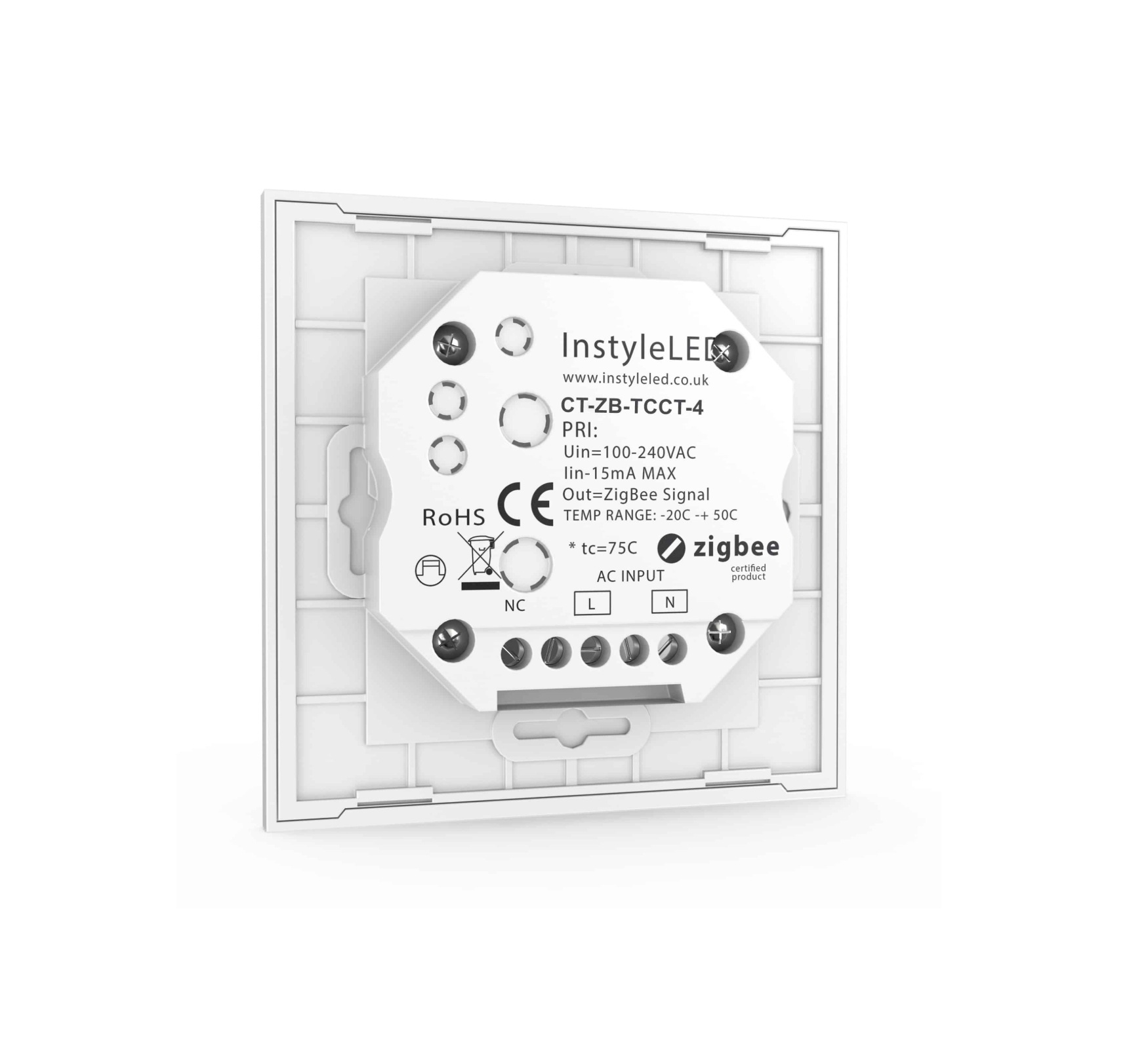 4 Zone | Zigbee | RGB/W | Wall Plate Controller (White) - Image 2