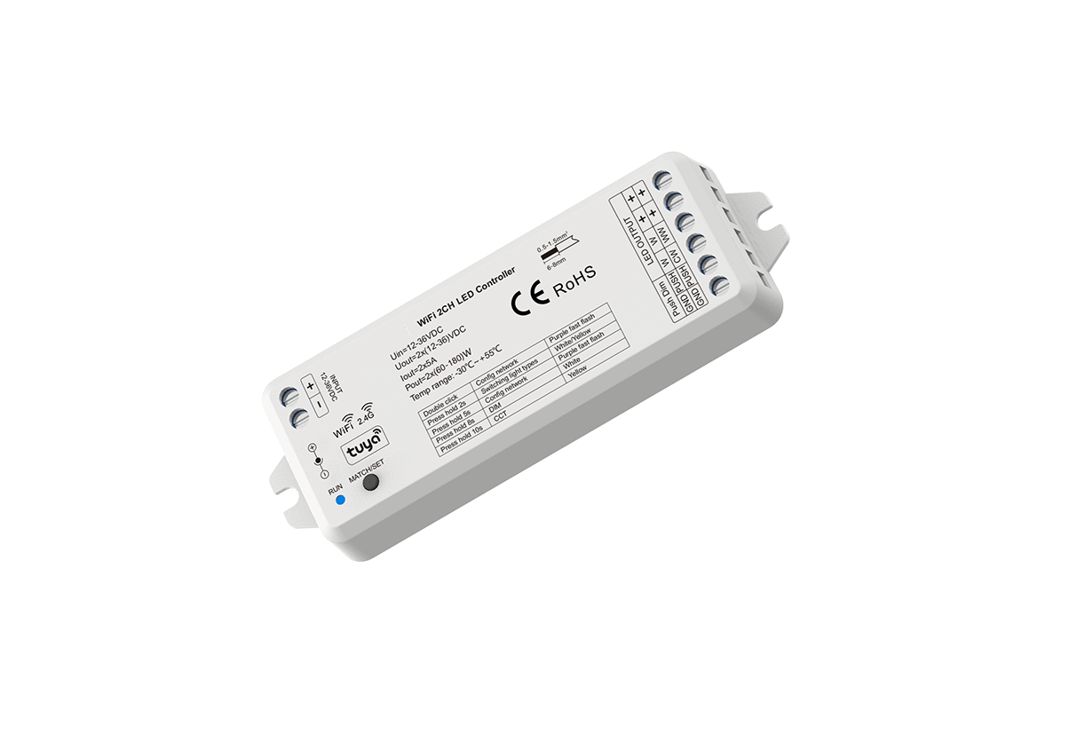 2 Channel | 2 x 5A Z WiFi & RF | Single Colour / CCT | LED Receiver (Tuya App)